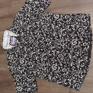 English Laundry Black with White Floral - Casual Button Down Shirt - XXL